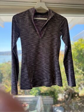 Women’s Long-Sleeve Heathered Quarter-Zip Pullover - Purple Gray